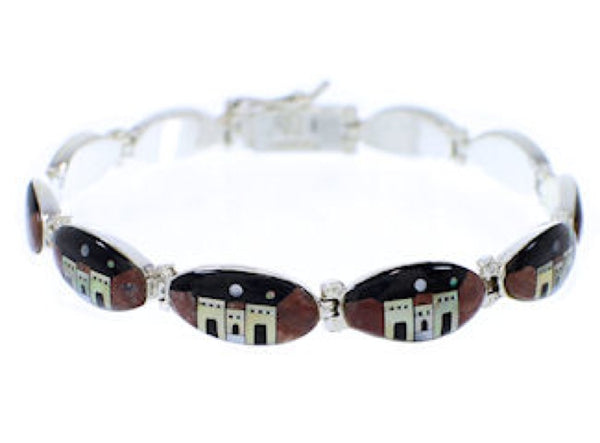 Multicolor Native American Village Design Link Bracelet GS74744